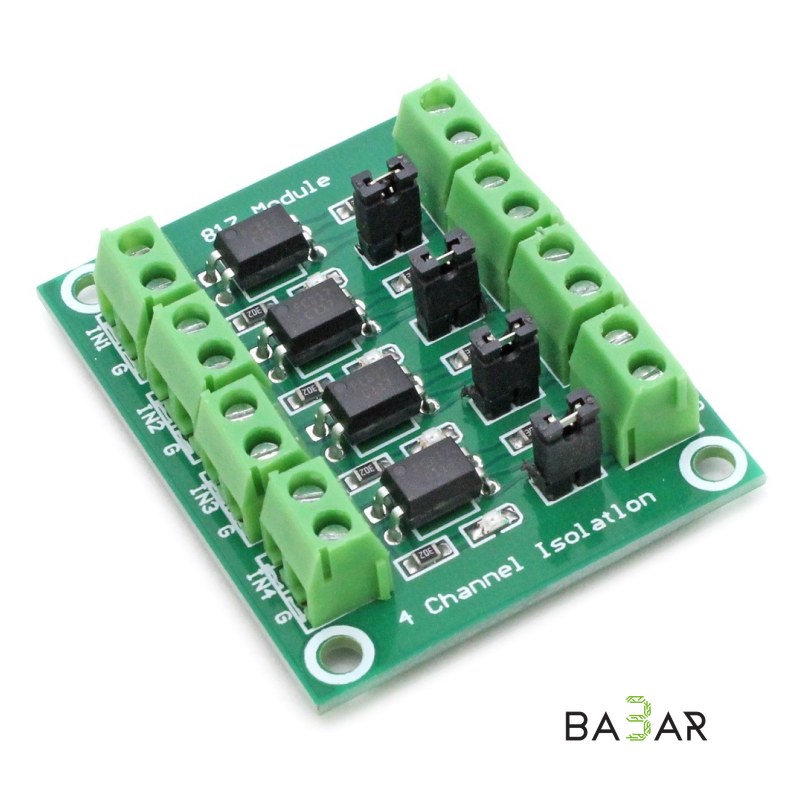 4-канальный модуль гальванической развязки на оптронах PC817 (3.6V–24V)