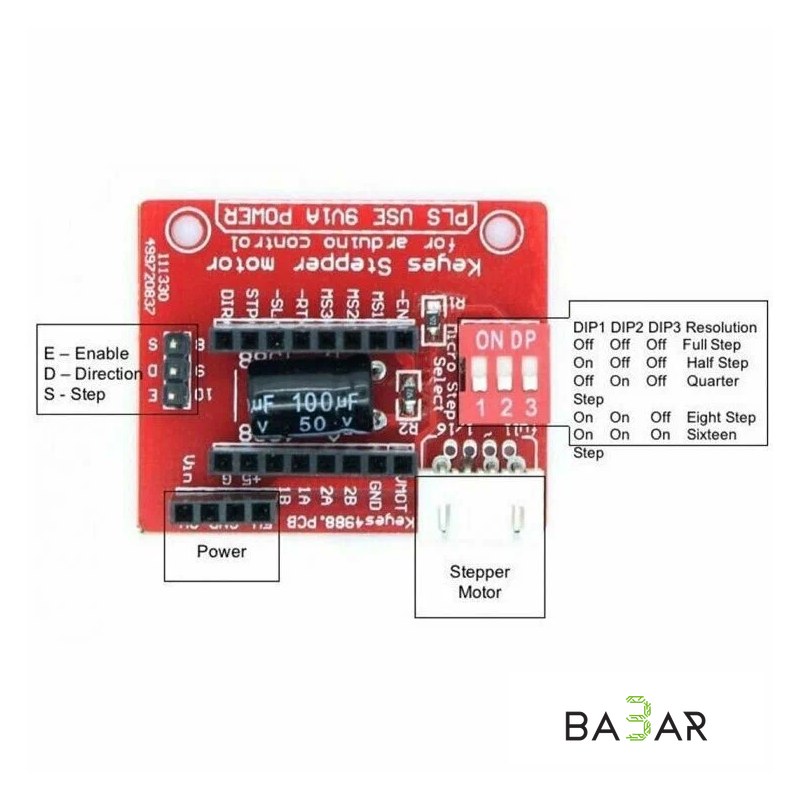Плата адаптера для драйверов шагового двигателя (A4988 / DRV8825)
