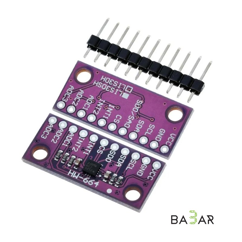 Трехосевой прецизионный акселерометр LIS3DH (I2C / SPI, 3.3 В / 5 В)