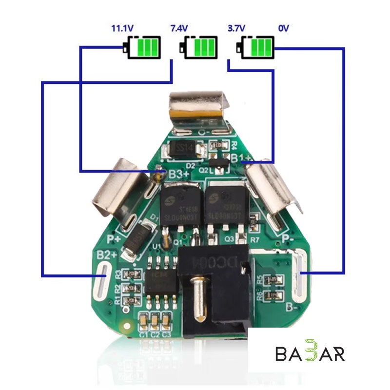 Плата защиты и заряда Li-Ion аккумуляторов BMS 3S 12.6V 2A