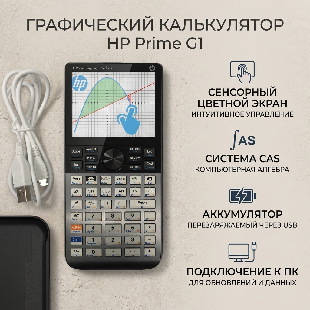 Графический калькулятор HP Prime G1, 16-разрядный, серый