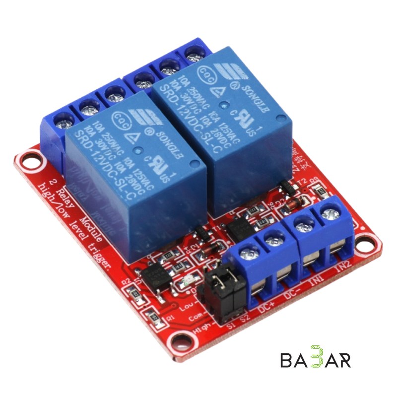 2-канальный релейный модуль 12V 10A с опторазвязкой
