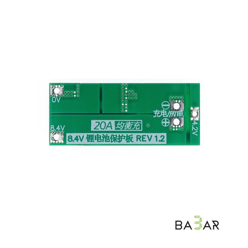 Модуль защиты и балансировки BMS 2S (8.4 В, 20 А) для Li-ion / Li-Pol аккумуляторов