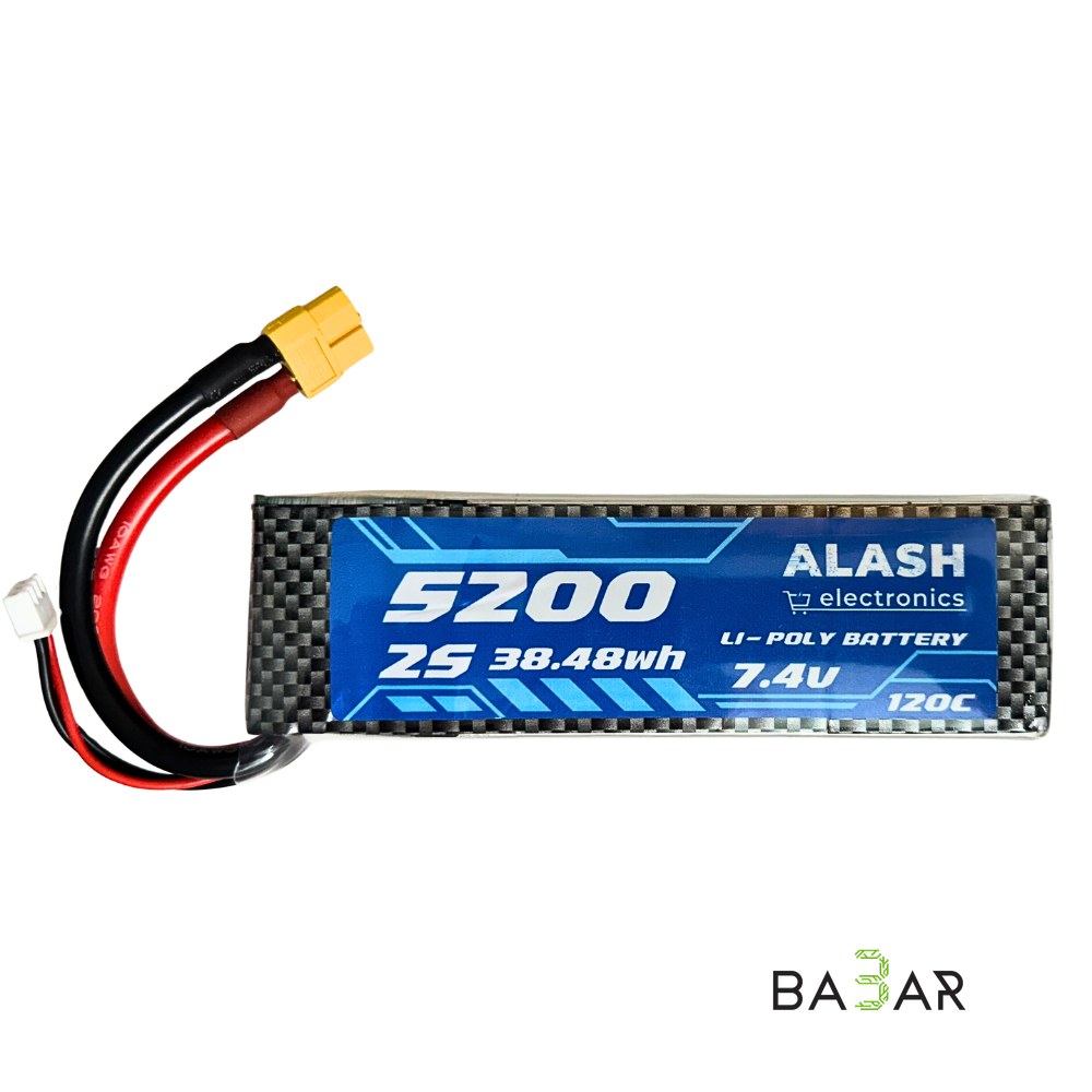 Литий-полимерный аккумулятор Li-Po 2S 5200mAh 7.4V (120C, 38.48Wh)