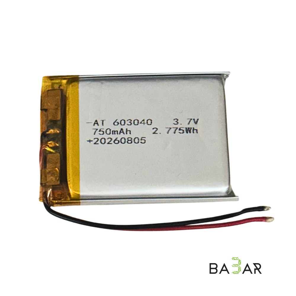 Литий-полимерный аккумулятор Li-Po 603040 750 мАч 3.7 В (2.775 Вт·ч)