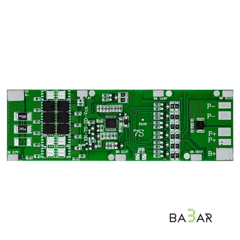 Плата защиты и балансировки BMS 7S 15A для Li-Ion (29.4 В, XR-7S-ZD-Vcx)