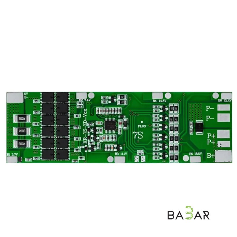 Плата защиты и балансировки BMS 7S 30A для Li-Ion (29.4 В, XR-7S-ZD-Vcx)