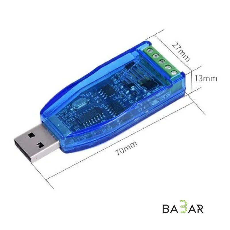 Промышленный конвертер USB–RS485 ZK-U485, CH340 + MAX485, синий