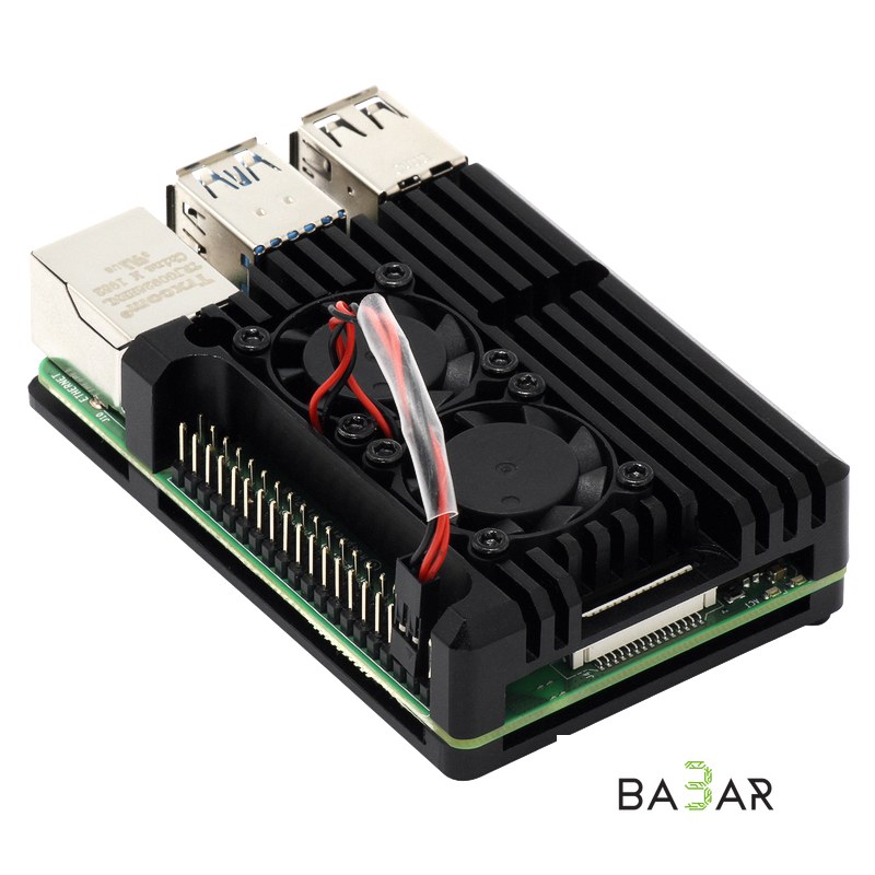 Алюминиевый корпус для Raspberry Pi 3 с двумя кулерами