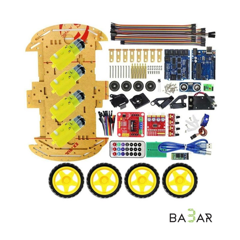 Набор для сборки колесного Smart Car Kit на базе Arduino Роботоконструктор 4wd bluetooth многофункциональный умный набор для arduino robot education uno r3 starter Робот конструктор