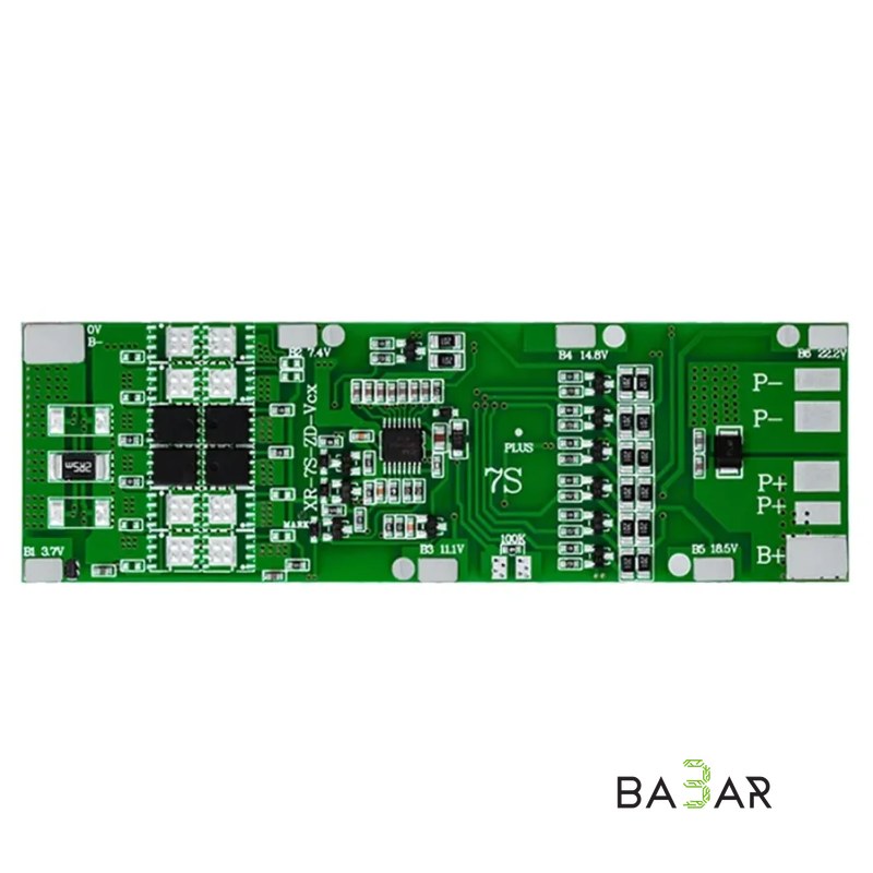 Плата защиты и балансировки BMS 7S 10A для Li-Ion (29.4 В, XR-7S-ZD-Vcx)