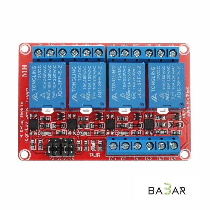  4-канальный релейный модуль 12V 10A с опторазвязкой