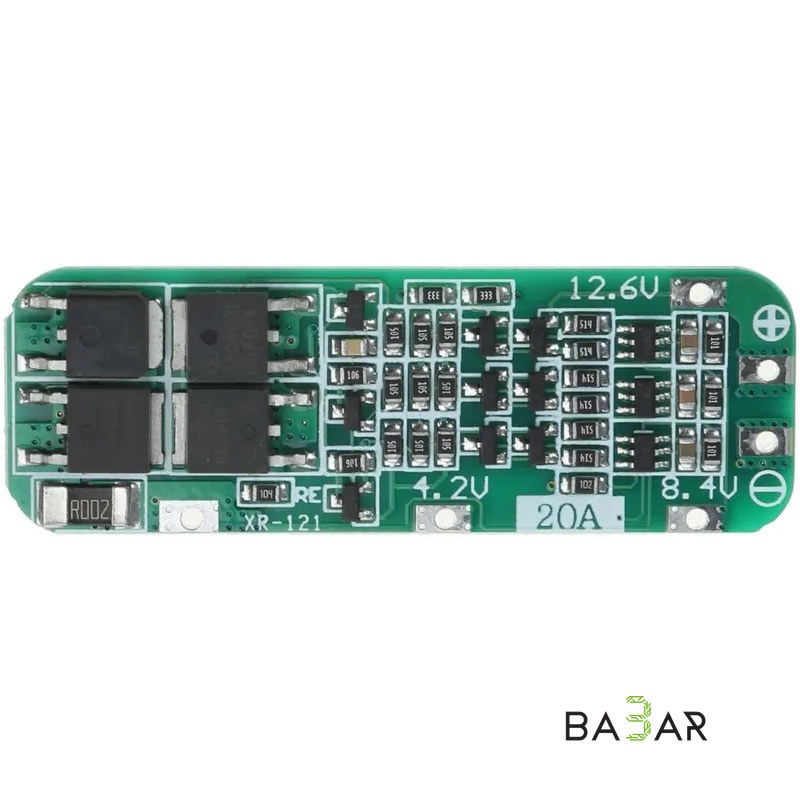 Плата защиты BMS 3S 12.6 В 20 А для Li-ion аккумуляторов (18650), модуль защиты и балансировки