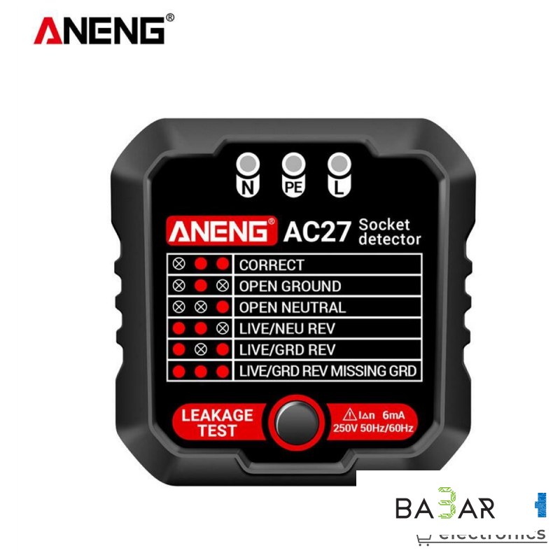 Цифровой тестер розетки и фазометр (Socket Detector / Outlet Tester)