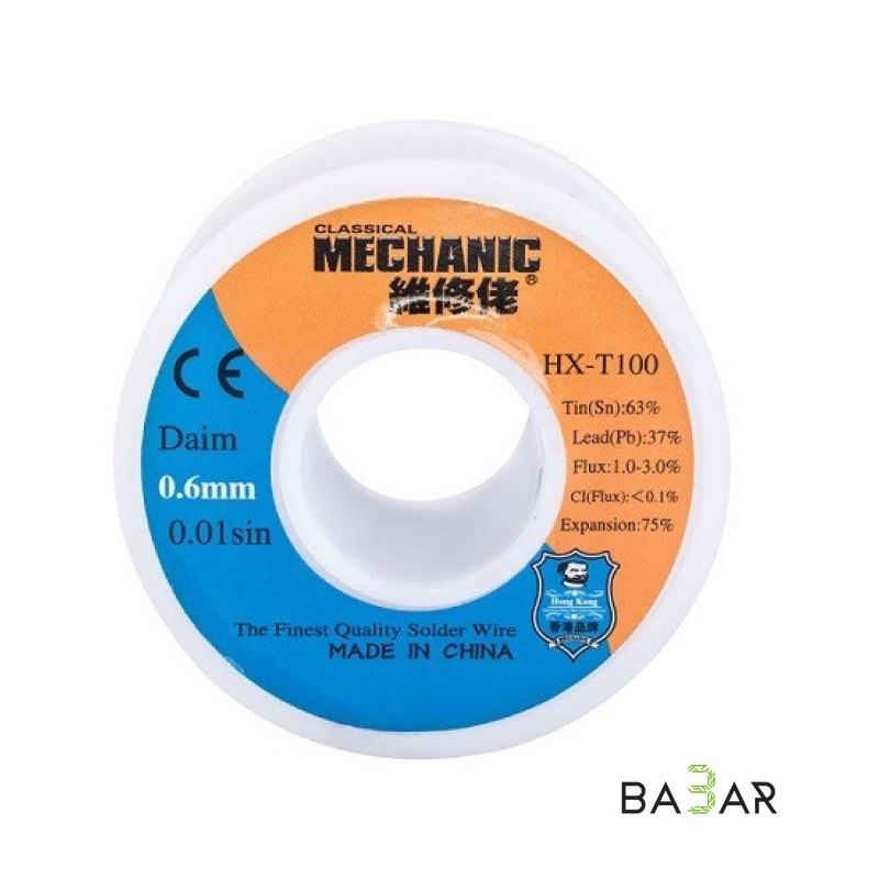 Припой Mechanic HX-T100 0.8мм Sn63/Pb37 с флюсом — оловянно-свинцовая проволока для пайки