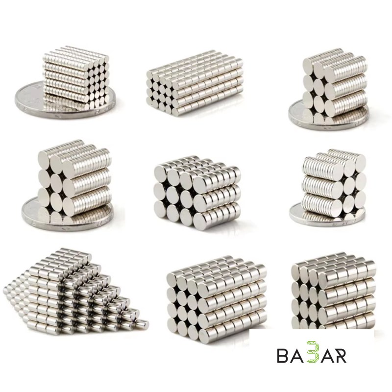 Неодимовый магнит 2x2 мм, диск, никель, мощный