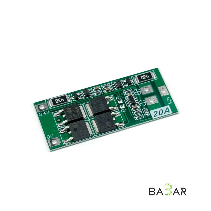 Модуль защиты и балансировки BMS 2S (8.4 В, 20 А) для Li-ion / Li-Pol аккумуляторов